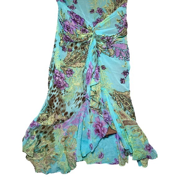 NWT Vintage Alberto Makali Silk Beaded Y2K Fairycore Dress Size 8 Whimsical - Picture 7 of 12